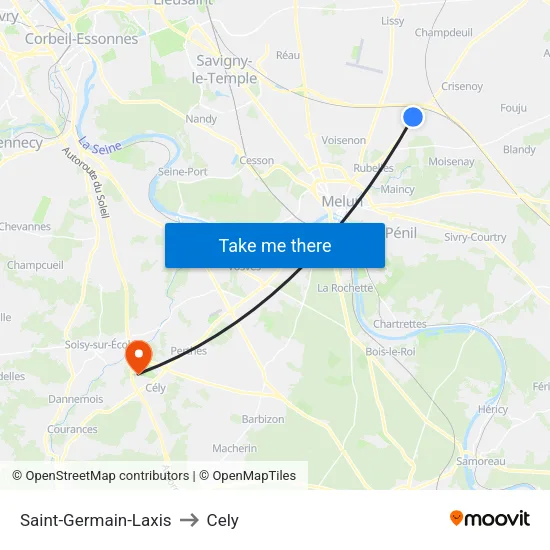 Saint-Germain-Laxis to Cely map