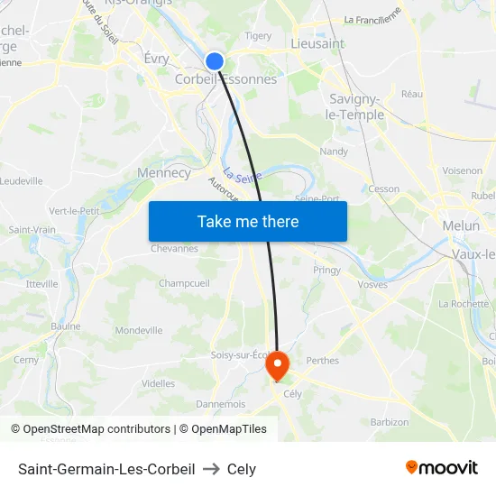 Saint-Germain-Les-Corbeil to Cely map