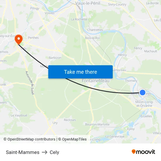 Saint-Mammes to Cely map