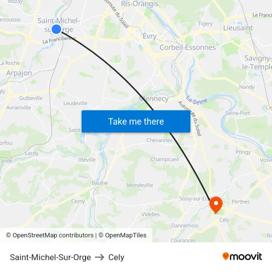 Saint-Michel-Sur-Orge to Cely map