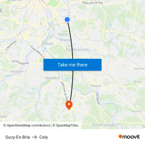 Sucy-En-Brie to Cely map