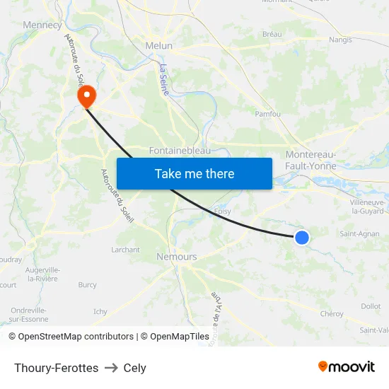 Thoury-Ferottes to Cely map