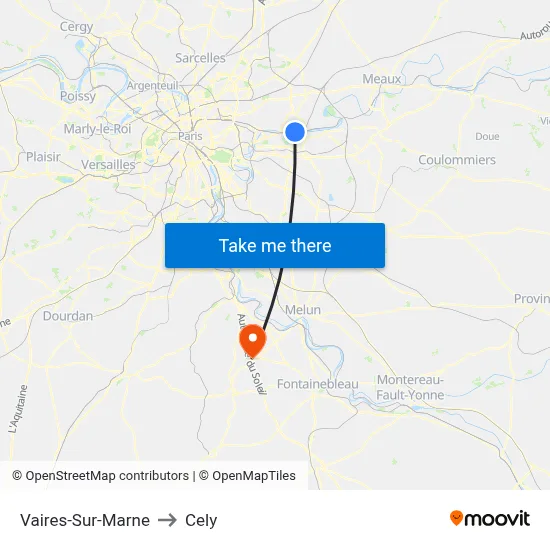 Vaires-Sur-Marne to Cely map
