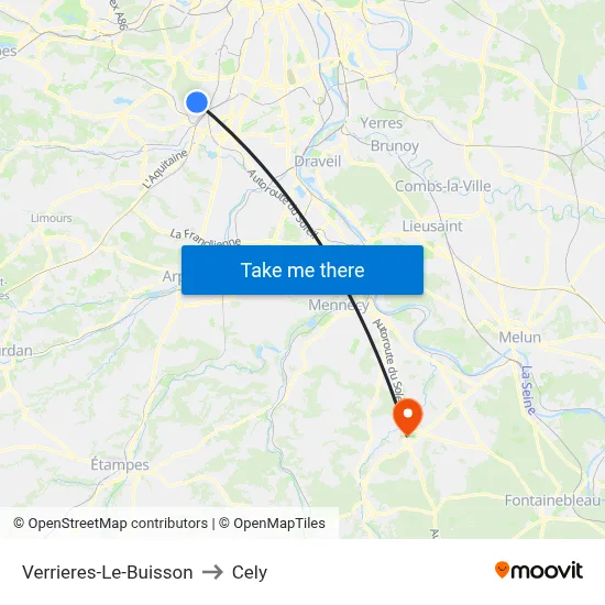 Verrieres-Le-Buisson to Cely map