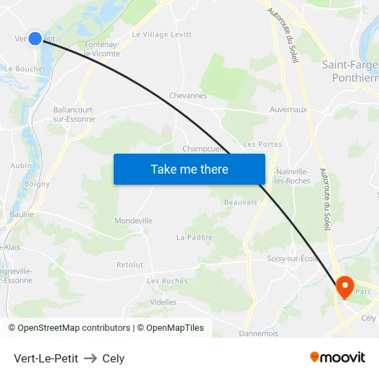 Vert-Le-Petit to Cely map