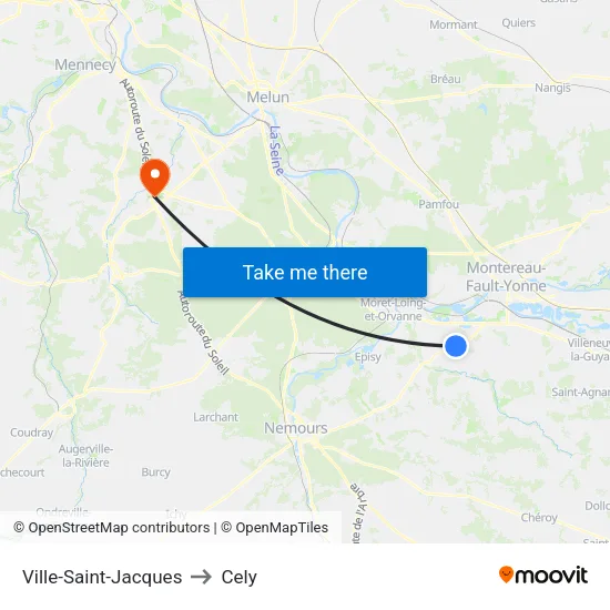 Ville-Saint-Jacques to Cely map