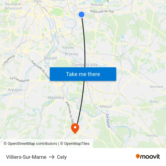 Villiers-Sur-Marne to Cely map