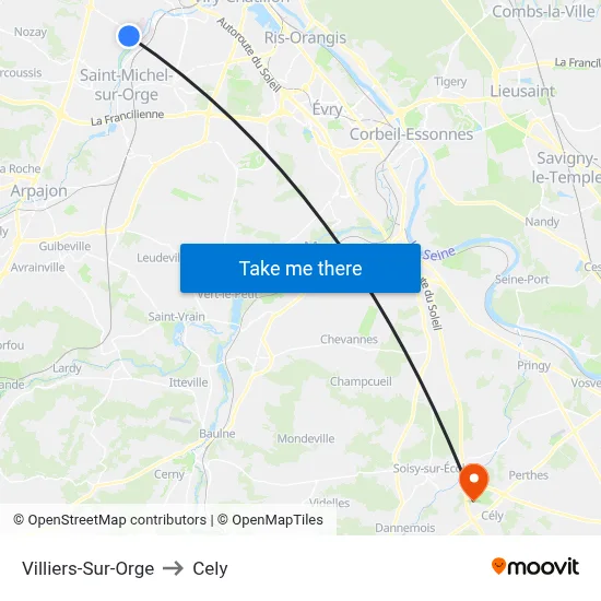 Villiers-Sur-Orge to Cely map