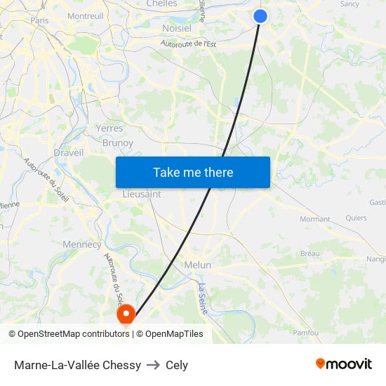 Marne-La-Vallée Chessy to Cely map