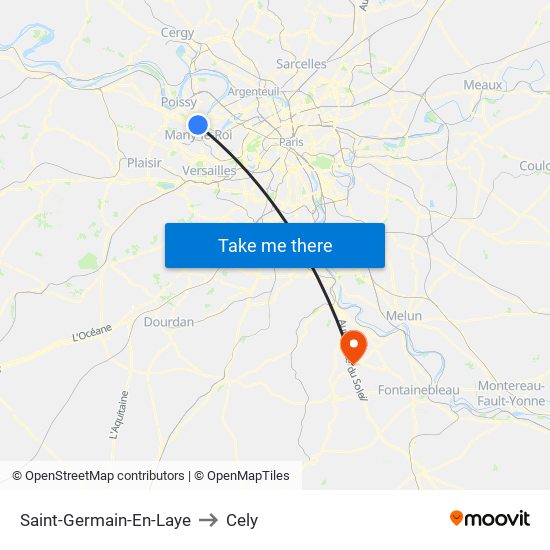 Saint-Germain-En-Laye to Cely map