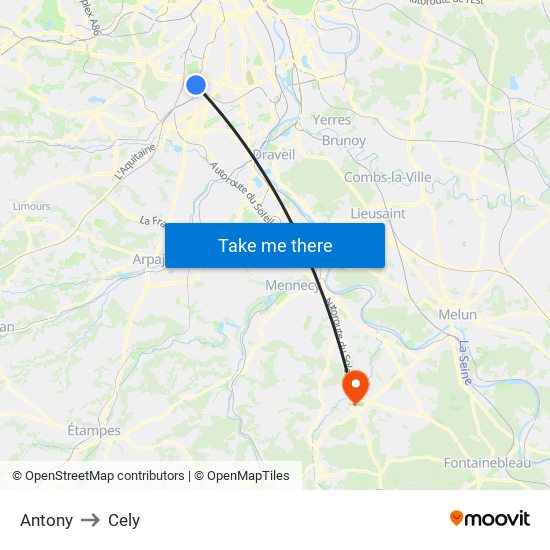 Antony to Cely map