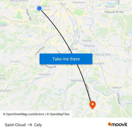 Saint-Cloud to Cely map