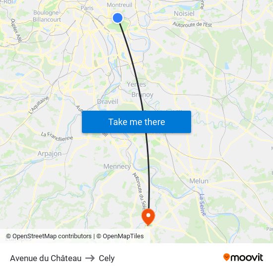 Avenue du Château to Cely map