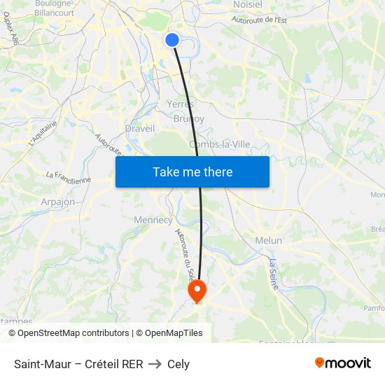 Saint-Maur – Créteil RER to Cely map
