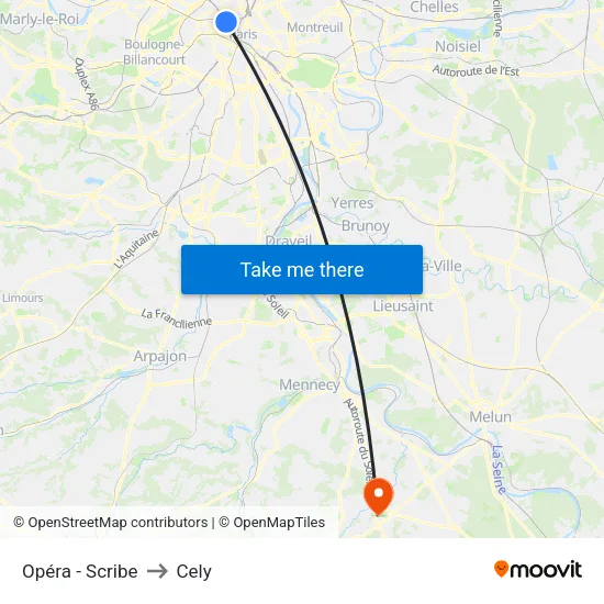 Opéra - Scribe to Cely map