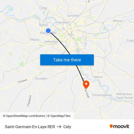 Saint-Germain-En-Laye RER to Cely map