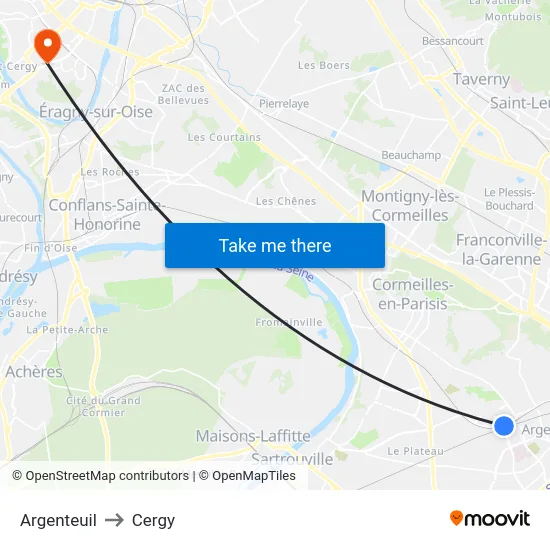 Argenteuil to Cergy map