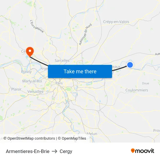 Armentieres-En-Brie to Cergy map