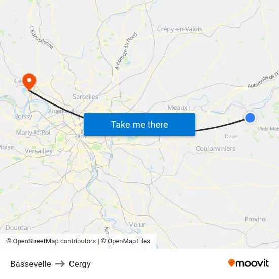 Bassevelle to Cergy map