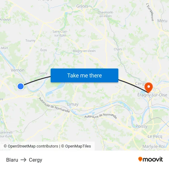 Blaru to Cergy map