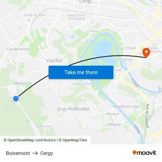 Boisemont to Cergy map