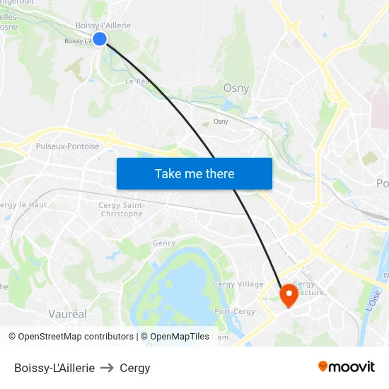 Boissy-L'Aillerie to Cergy map