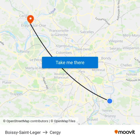 Boissy-Saint-Leger to Cergy map