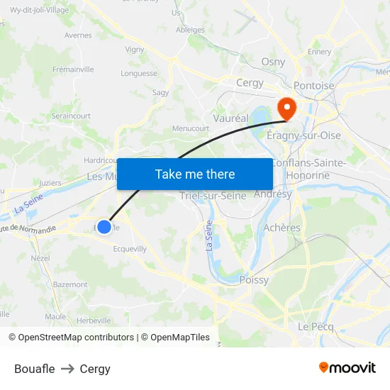 Bouafle to Cergy map