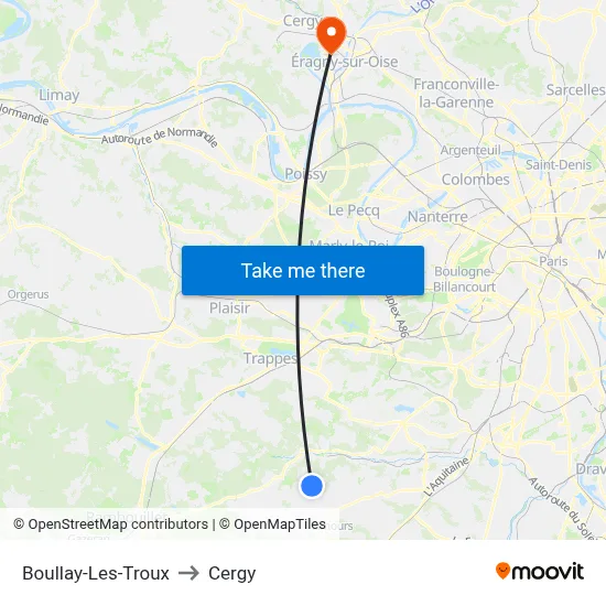 Boullay-Les-Troux to Cergy map