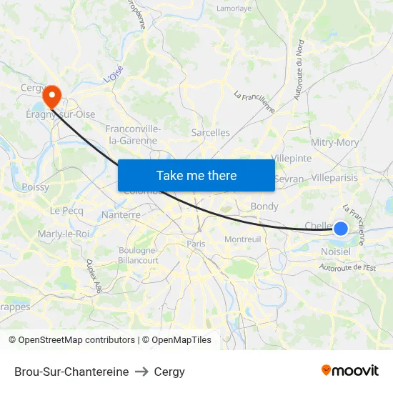 Brou-Sur-Chantereine to Cergy map