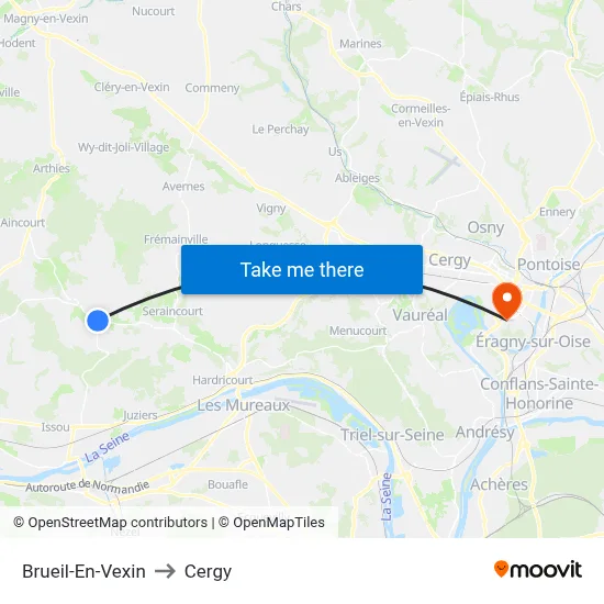 Brueil-En-Vexin to Cergy map