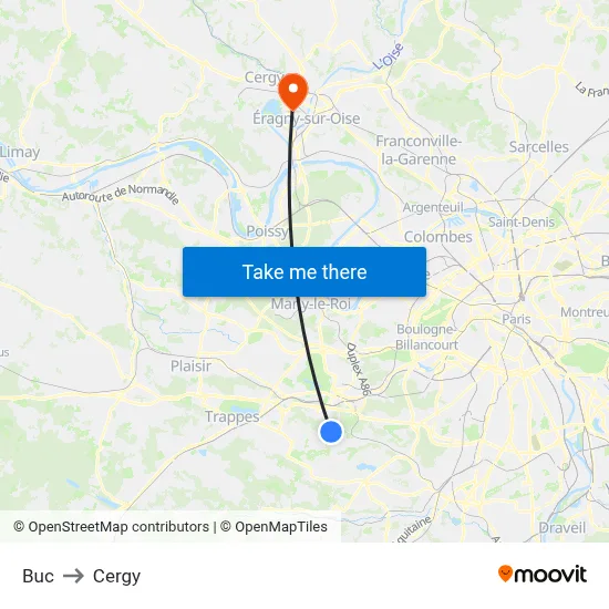 Buc to Cergy map