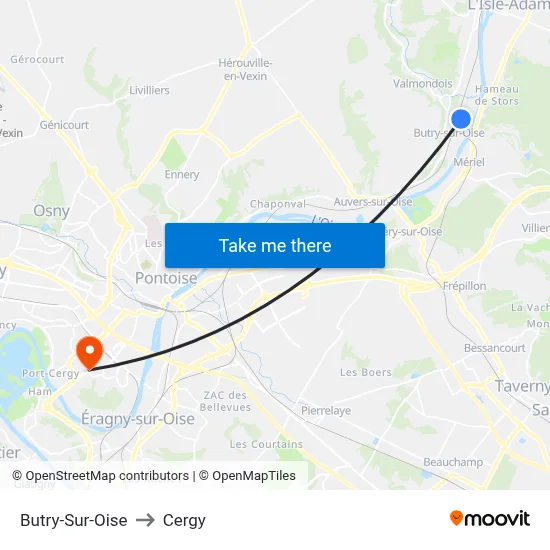 Butry-Sur-Oise to Cergy map
