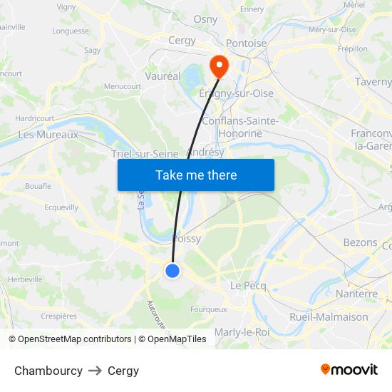 Chambourcy to Cergy map