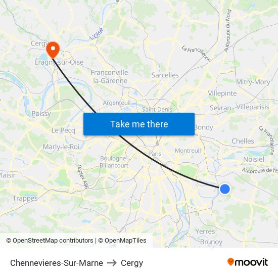 Chennevieres-Sur-Marne to Cergy map