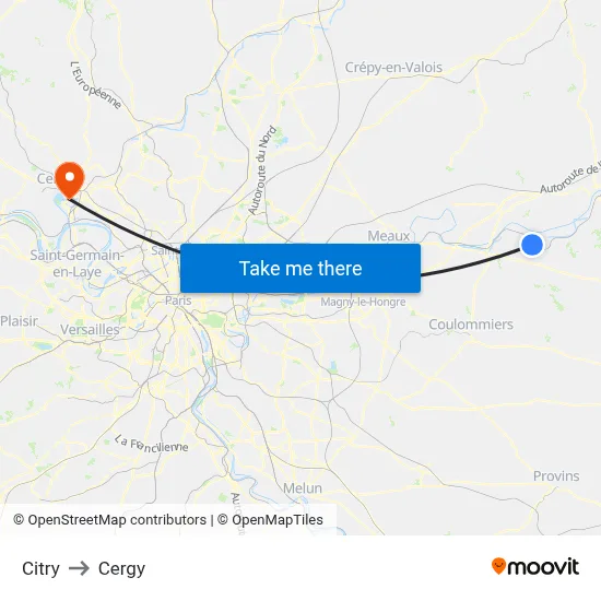 Citry to Cergy map