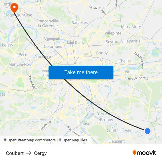 Coubert to Cergy map