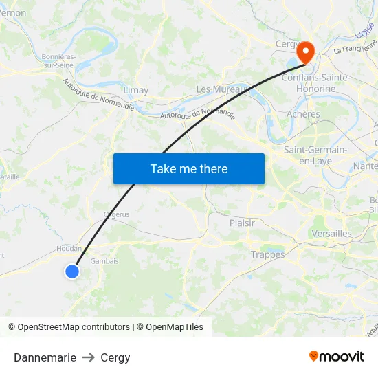Dannemarie to Cergy map