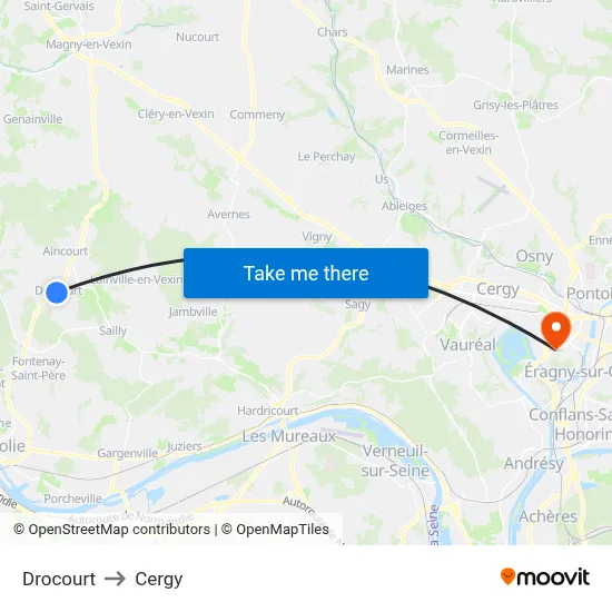Drocourt to Cergy map