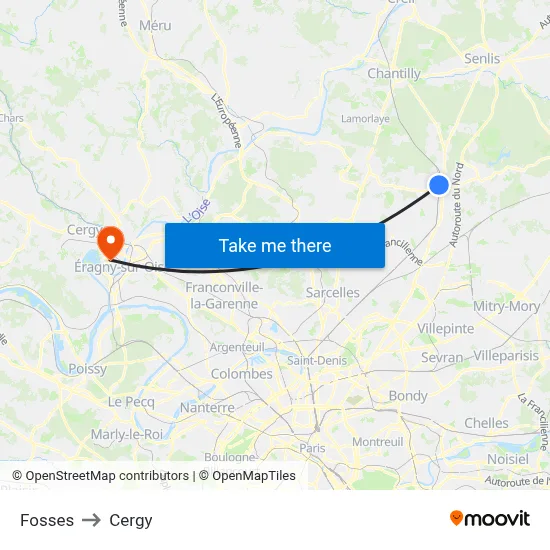 Fosses to Cergy map