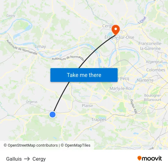 Galluis to Cergy map