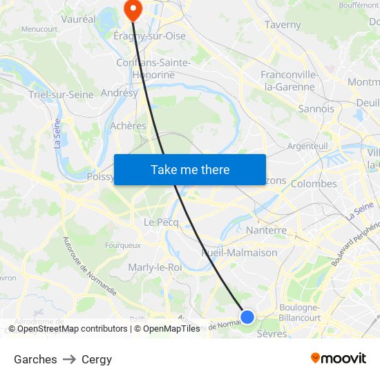 Garches to Cergy map