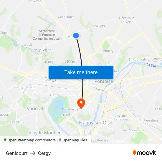 Genicourt to Cergy map