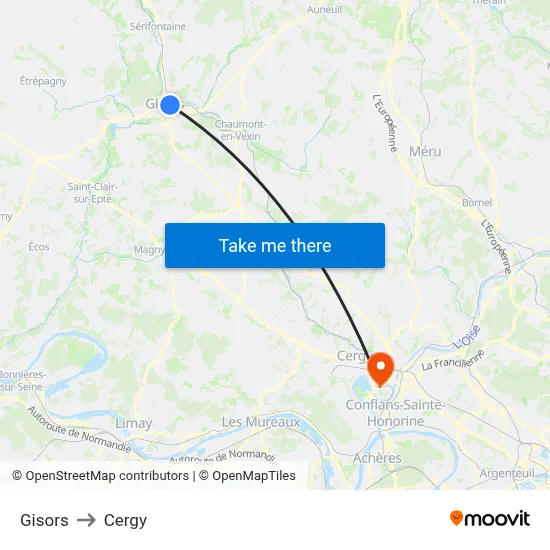 Gisors to Cergy map