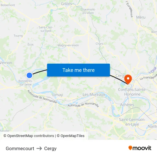 Gommecourt to Cergy map