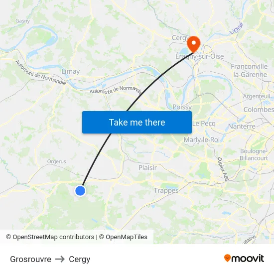 Grosrouvre to Cergy map