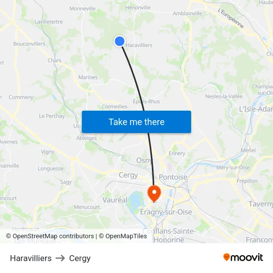 Haravilliers to Cergy map