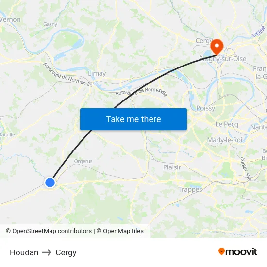 Houdan to Cergy map