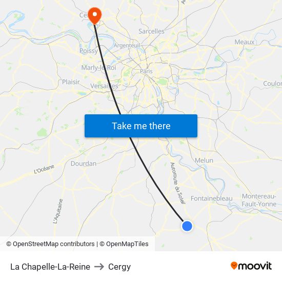 La Chapelle-La-Reine to Cergy map