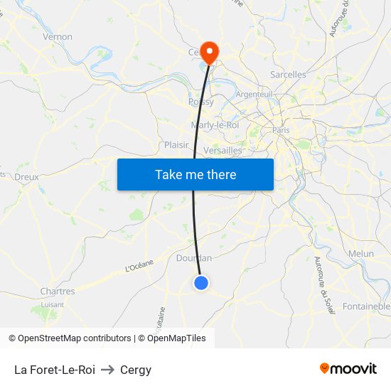 La Foret-Le-Roi to Cergy map